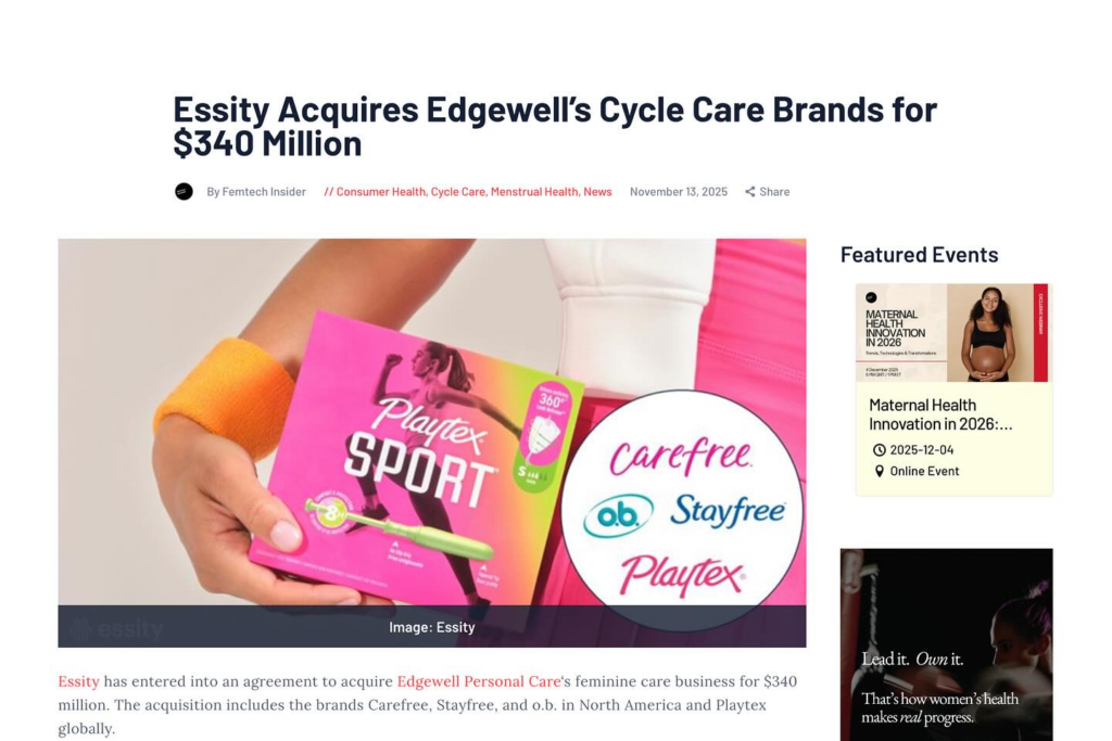 生理用品界的活久見：現在OB跟Playtex是同一家了！！